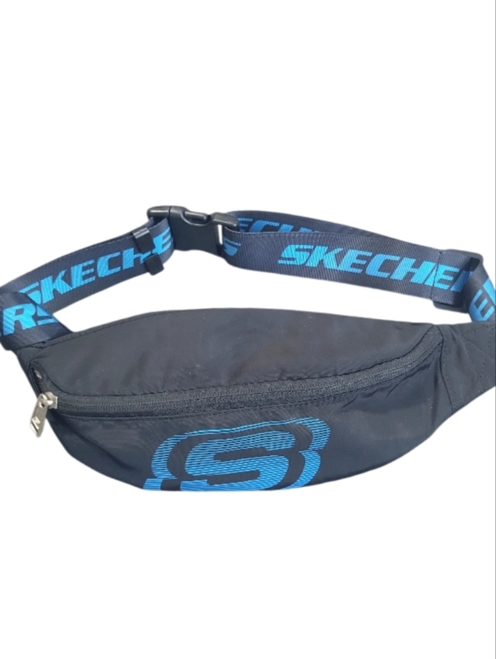 Skechers Black Waist Pack with Blue Logo Strap 12x3.5